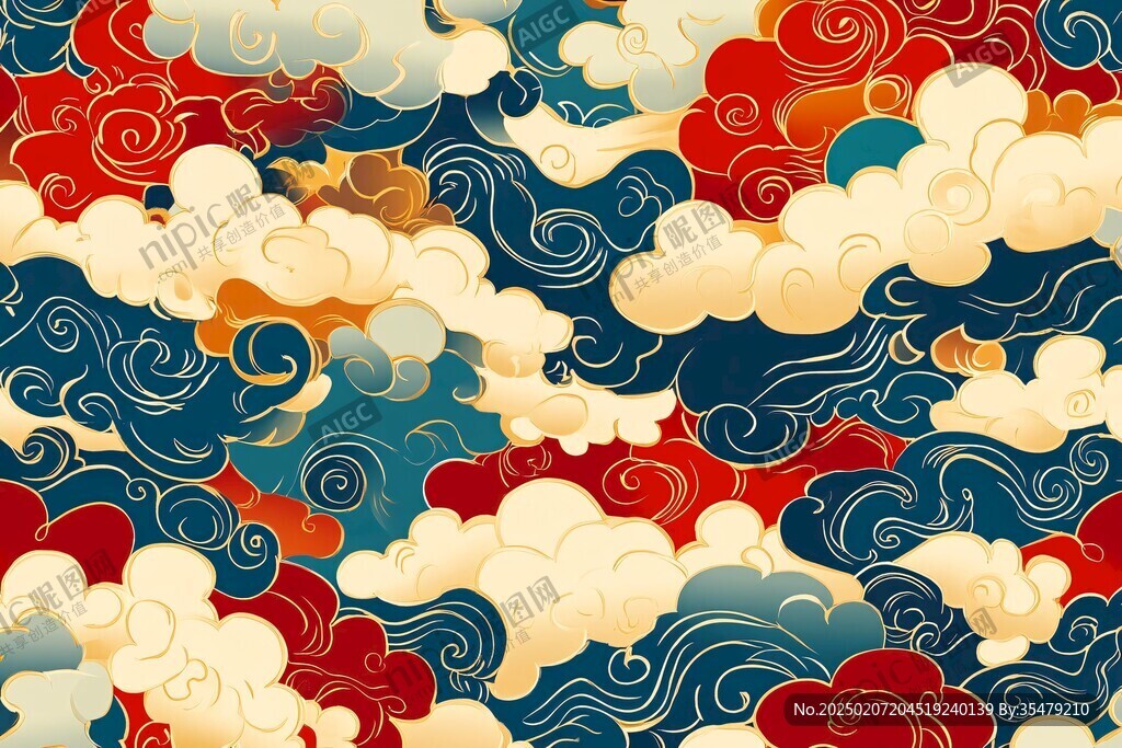 飛云吉云流云云海圖案
