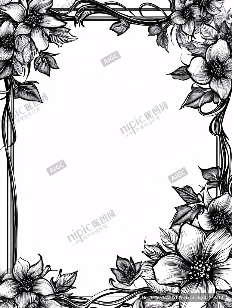 百合花邊框