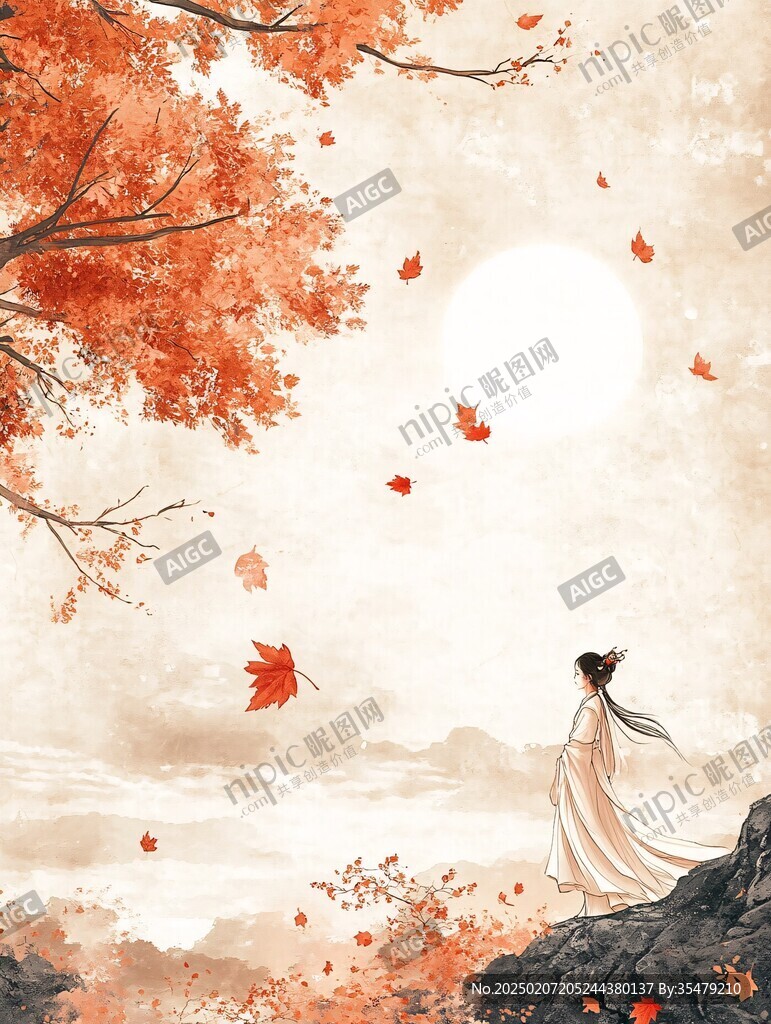 紅葉古風插畫