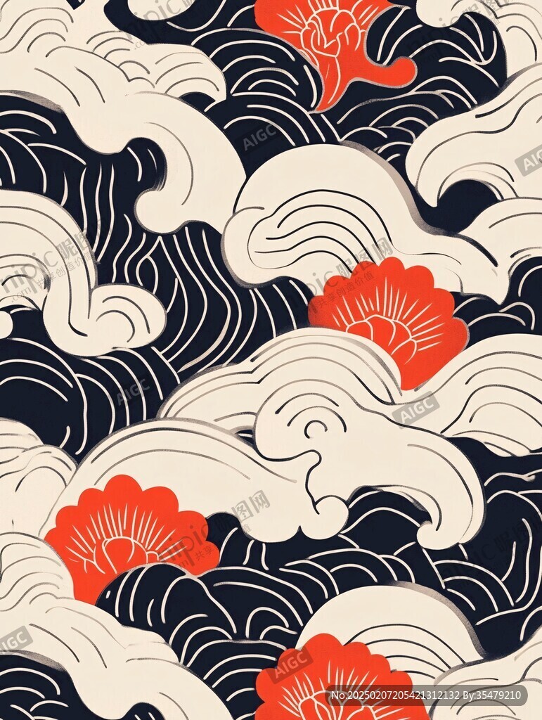 日式浪花背景