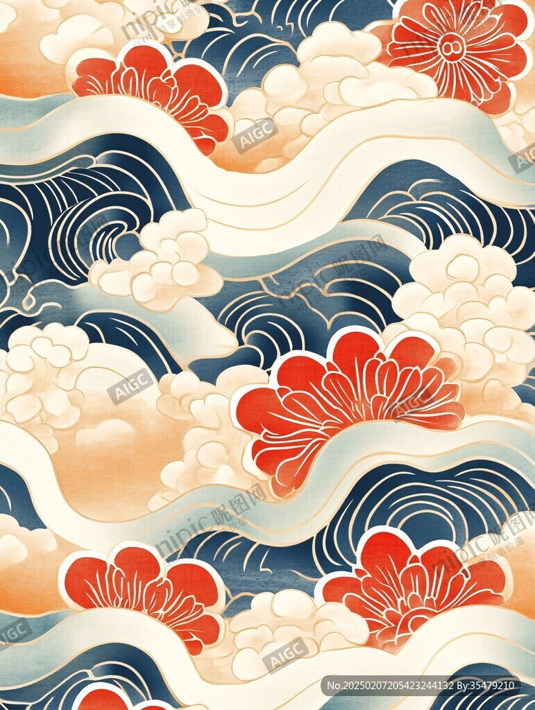 彩云海水紋