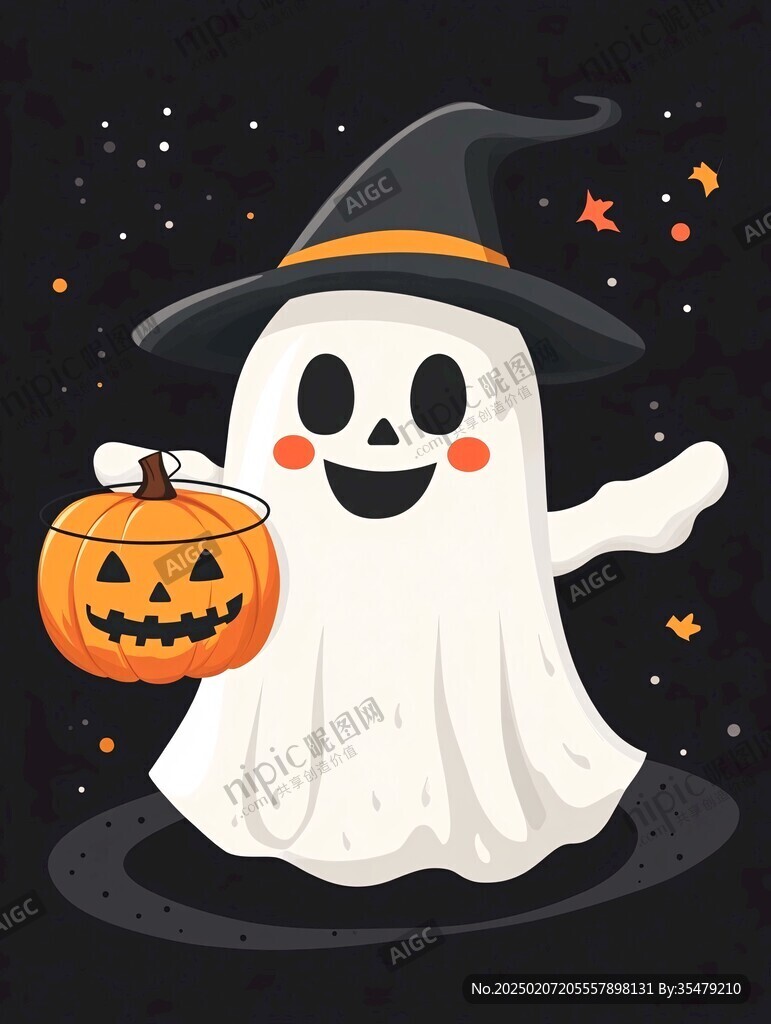 魔法女巫南瓜燈插畫