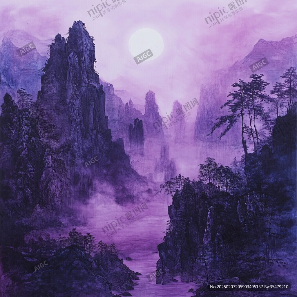 日出山水畫(huà)