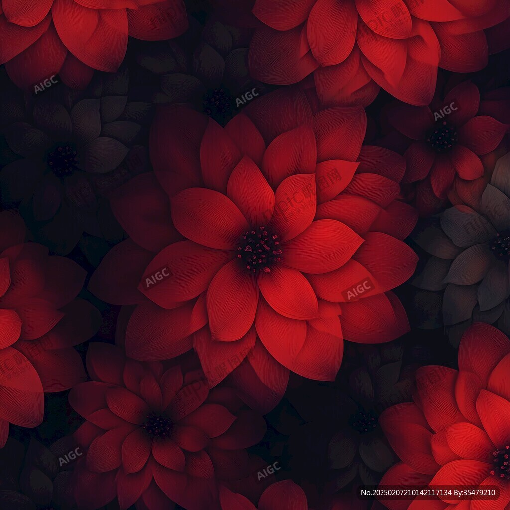 簡紅大氣花朵