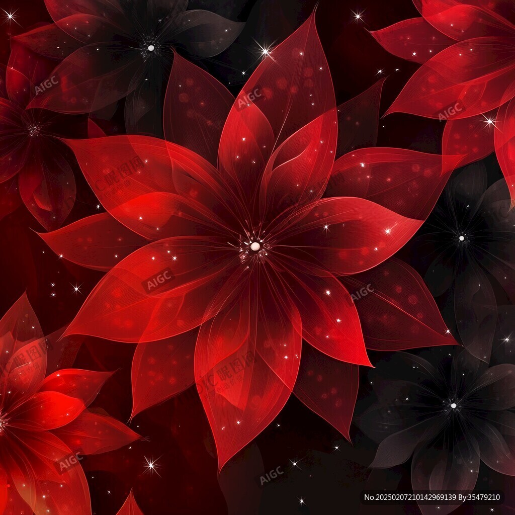紅色星光花朵背景