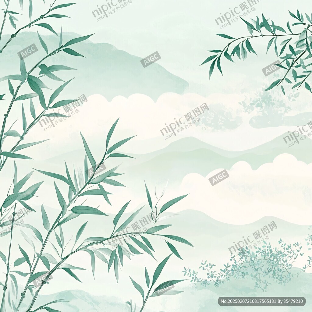 山水竹林插畫(huà)