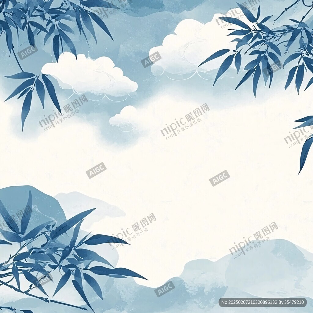 藍天竹葉背景