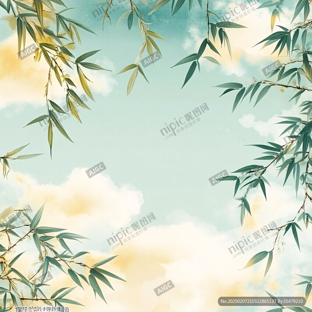 竹葉邊框背景素材