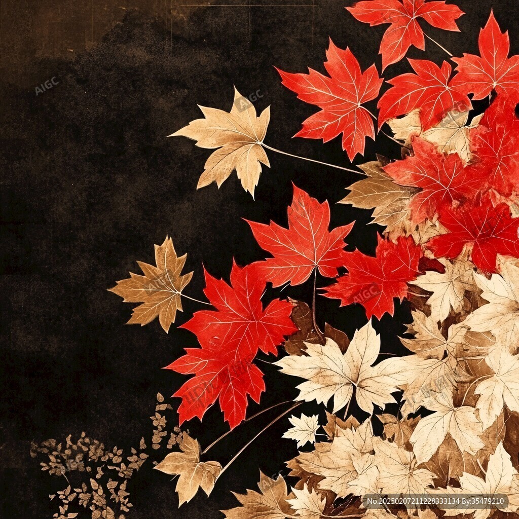 楓葉裝飾畫古風
