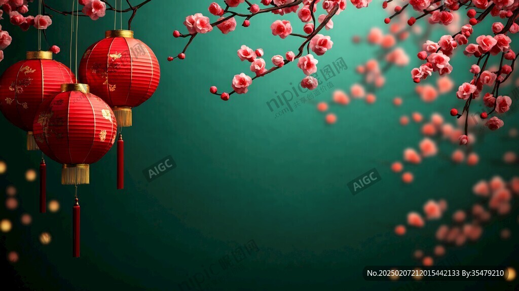 燈籠梅花背景圖