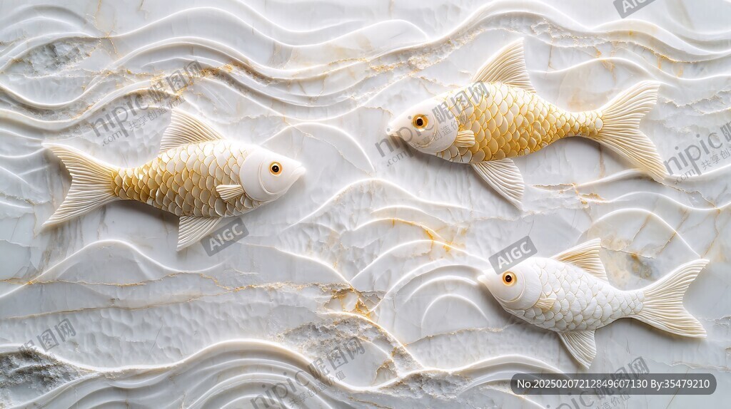 3d浮雕金魚鯉魚