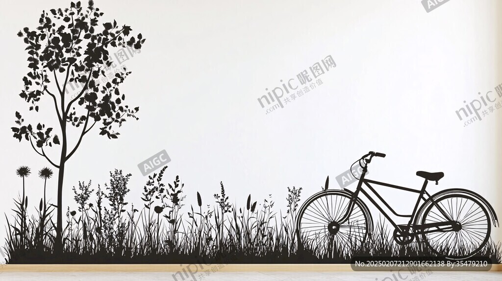 復古自行車背景墻