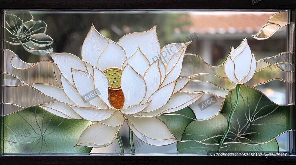 荷花藝術玻璃