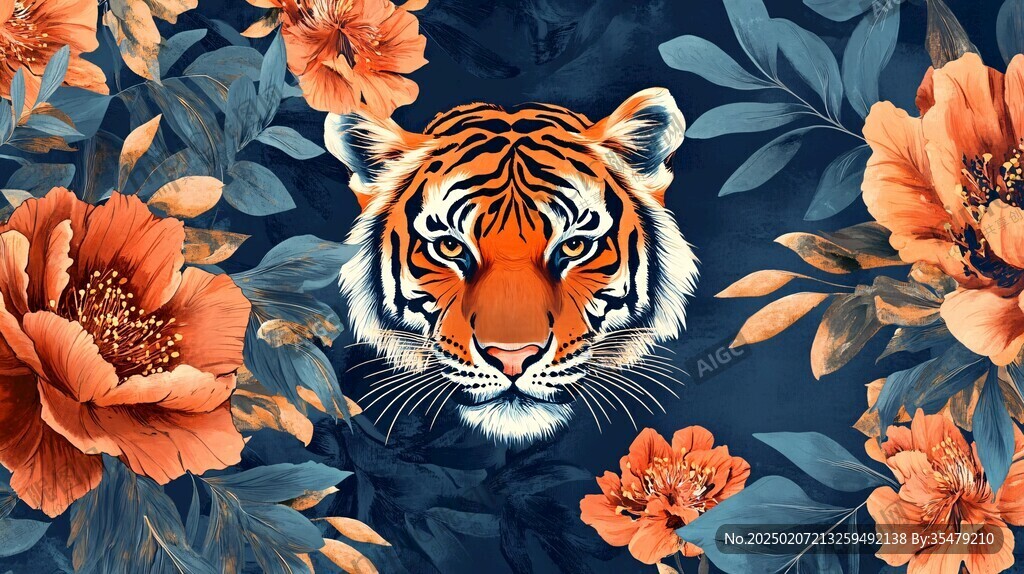 虎元素插畫