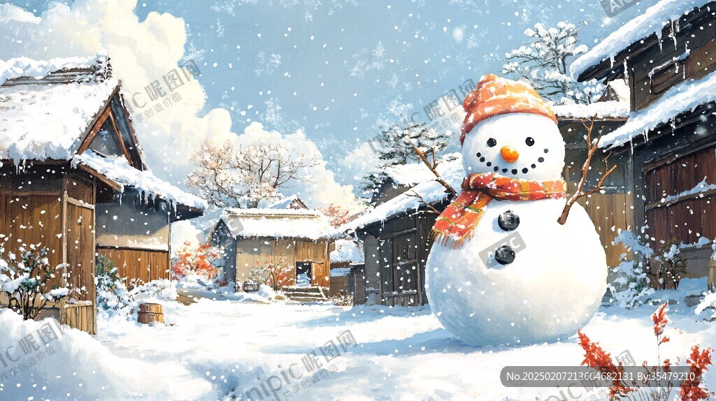 堆雪人插畫