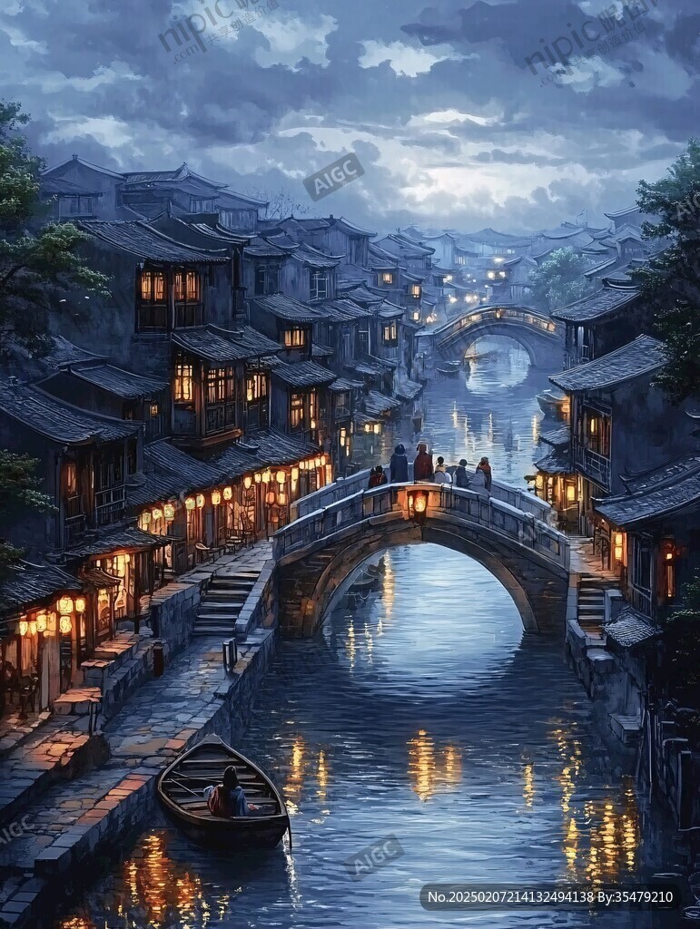 唯美古鎮(zhèn)夜色