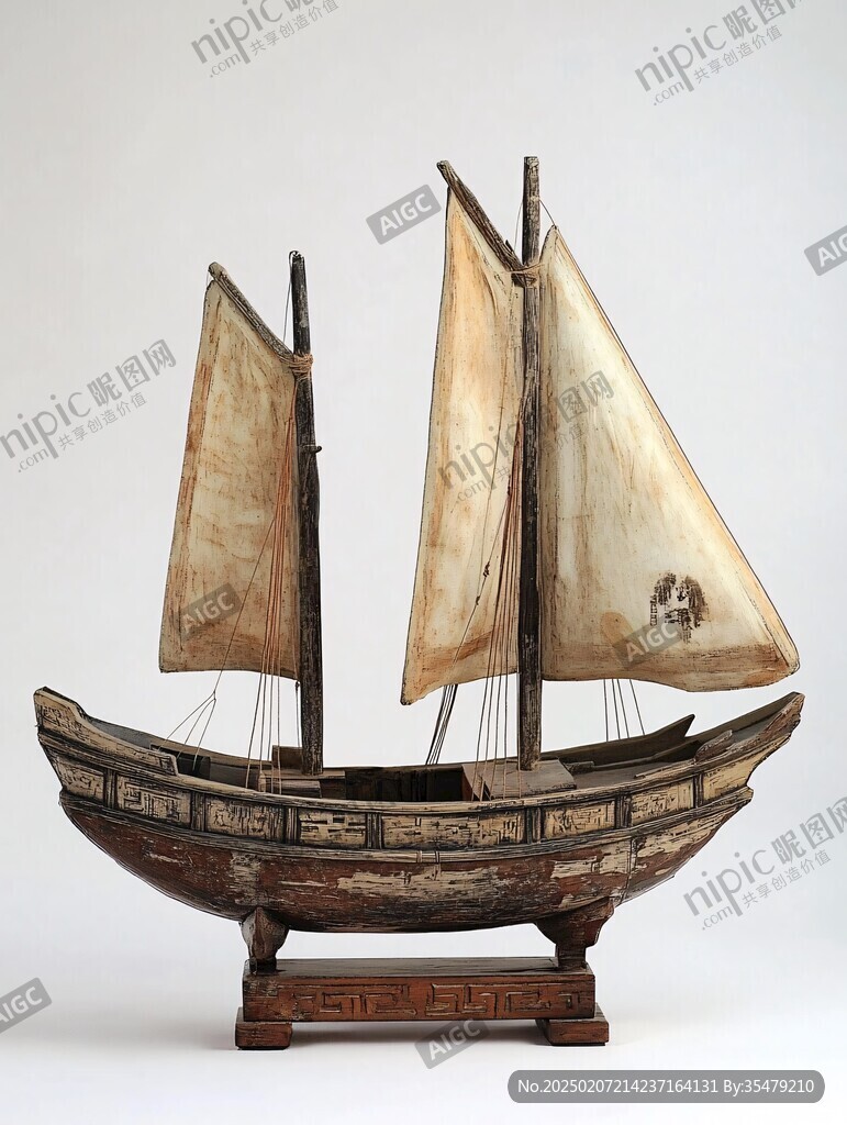帆船木雕擺件