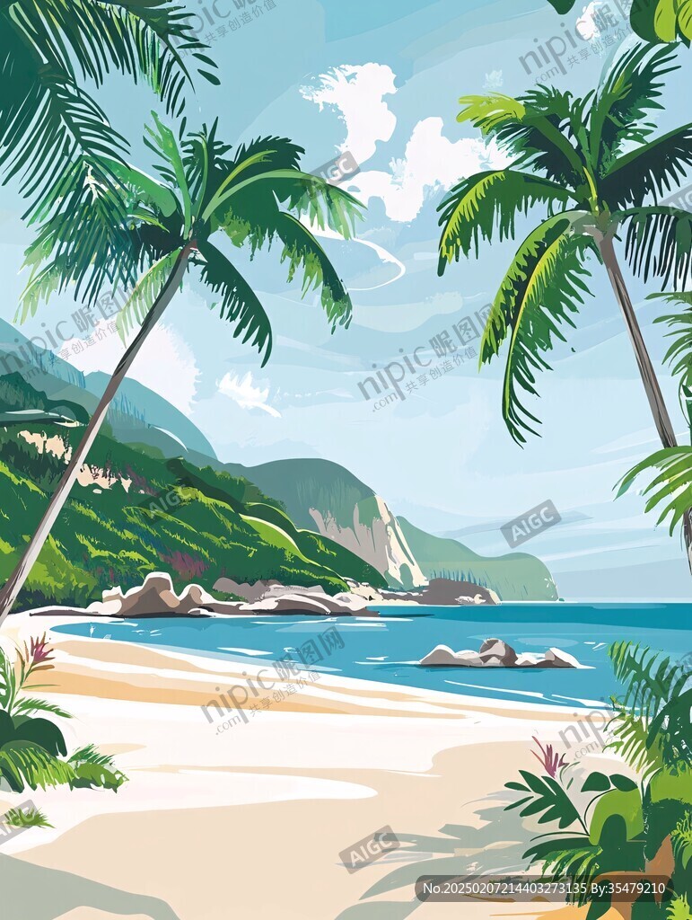 插畫海灘