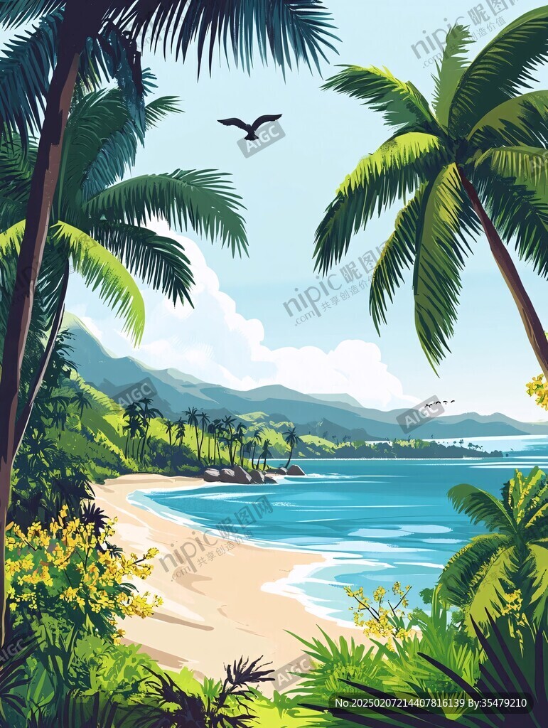 海邊風(fēng)景插畫