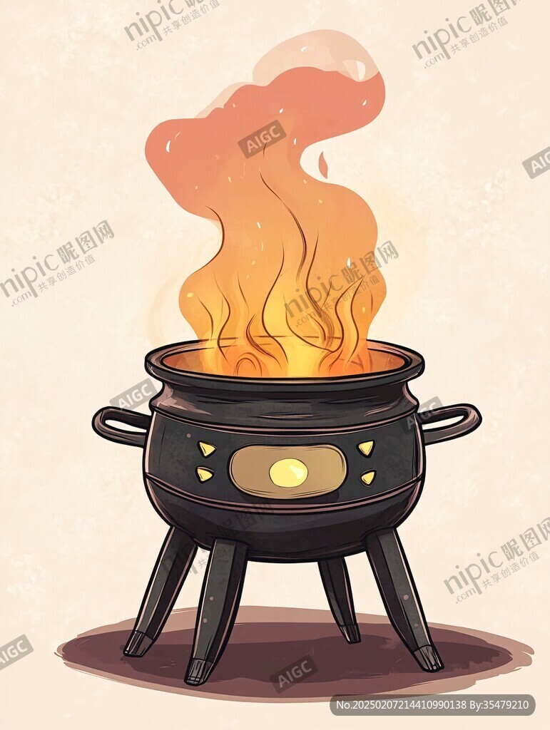 圍爐插畫