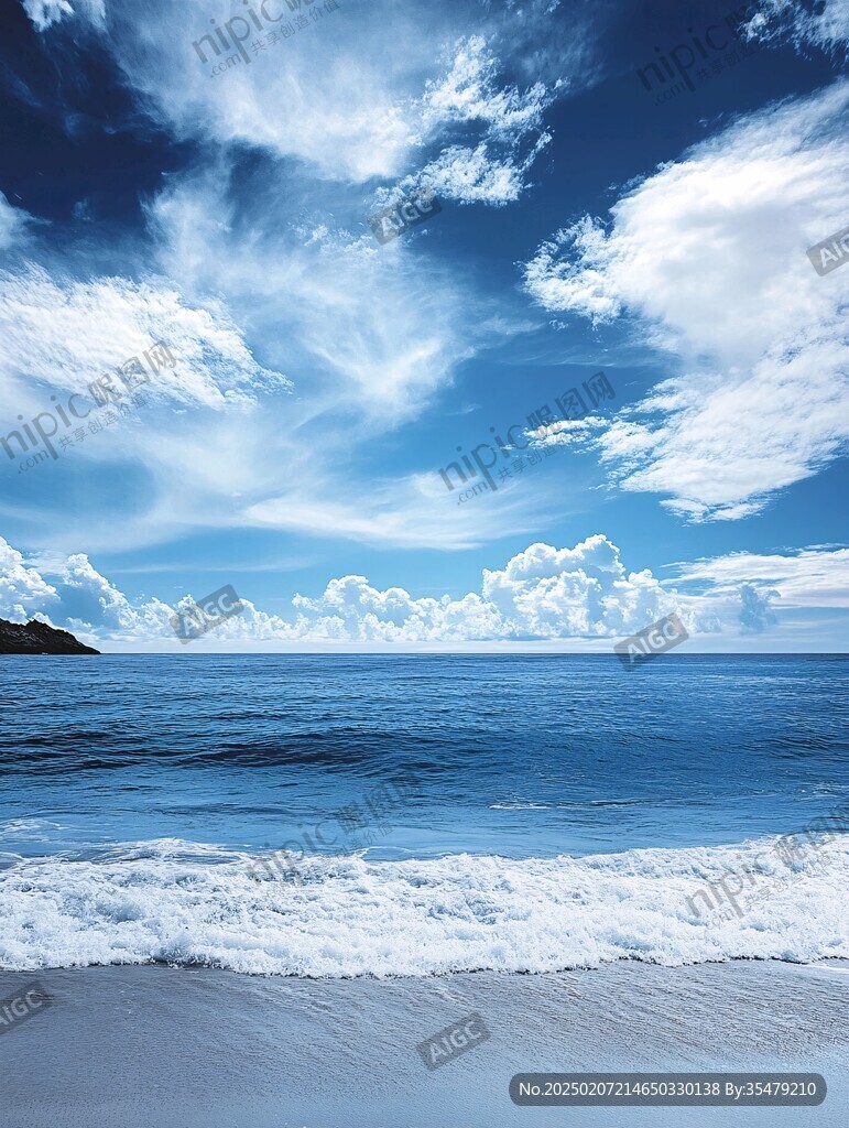 藍(lán)天白云海景浪花