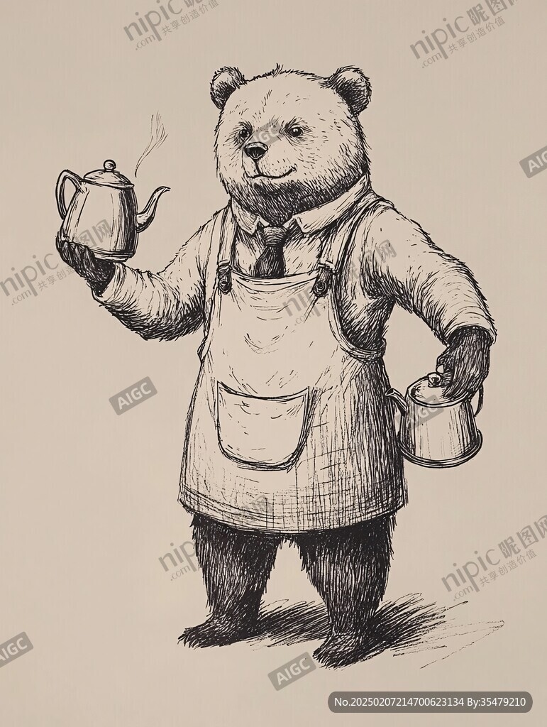 手繪熊ip插畫