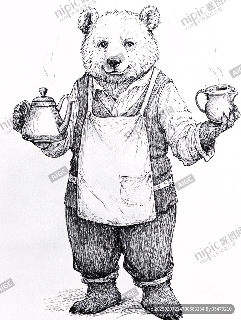 小熊線稿