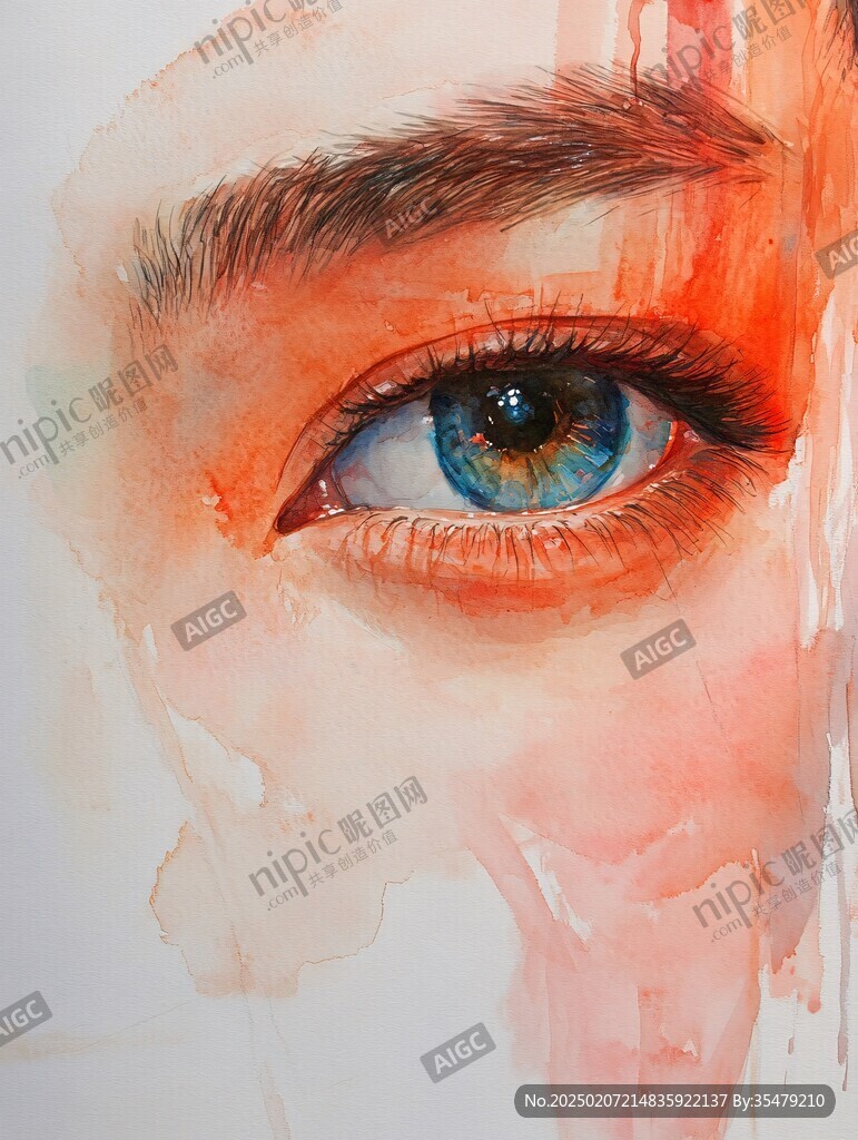 眼睛水彩畫