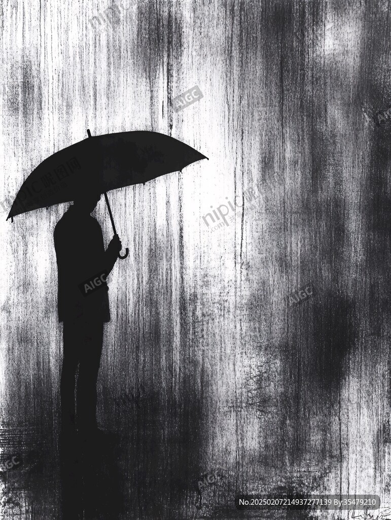 打傘的人影