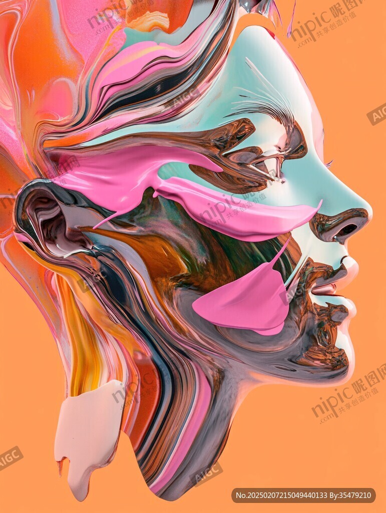 扭曲人像插畫