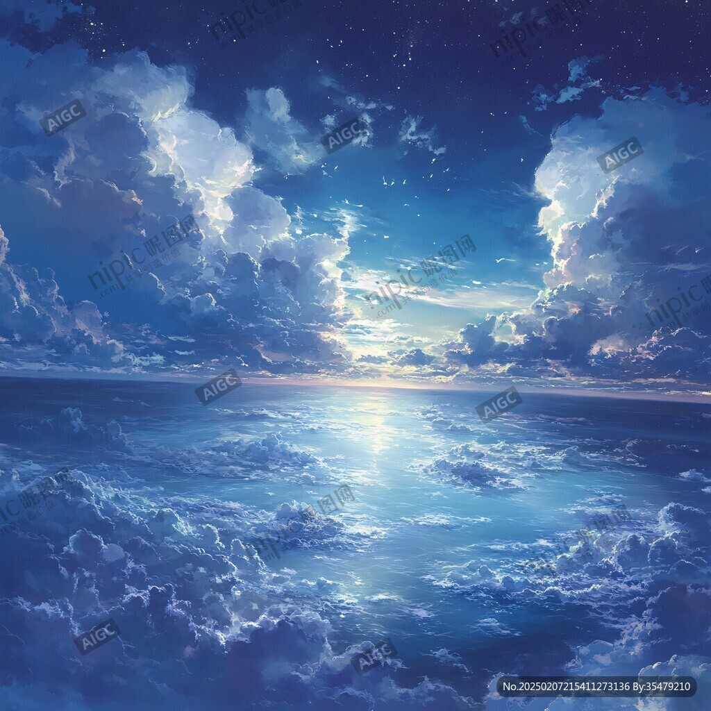 海天一色繪畫