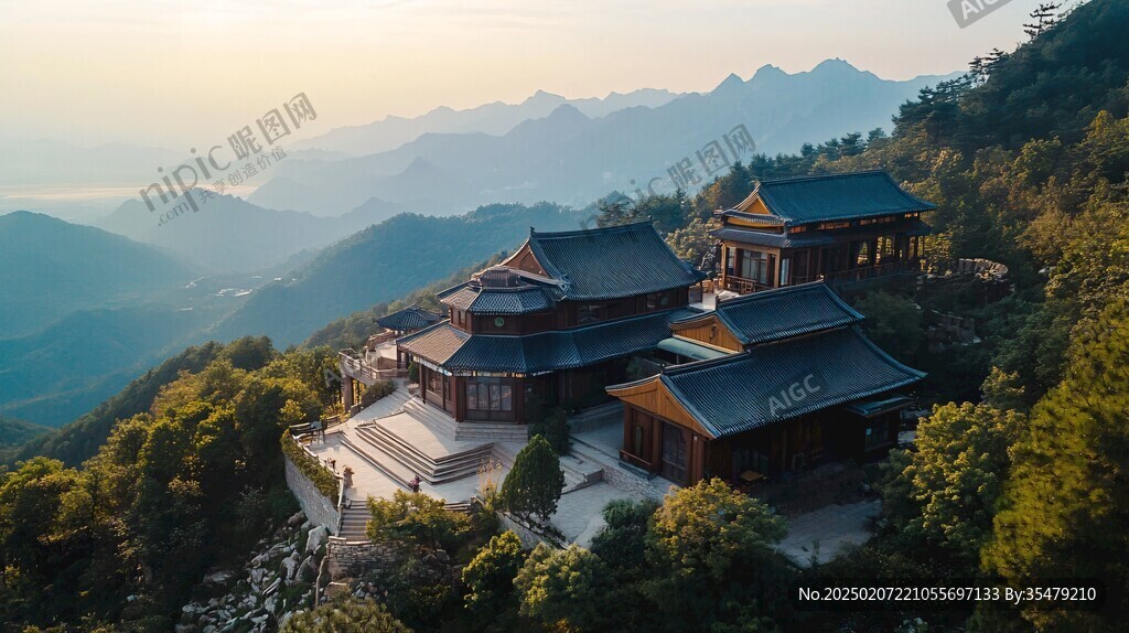 航拍黛色參天亭