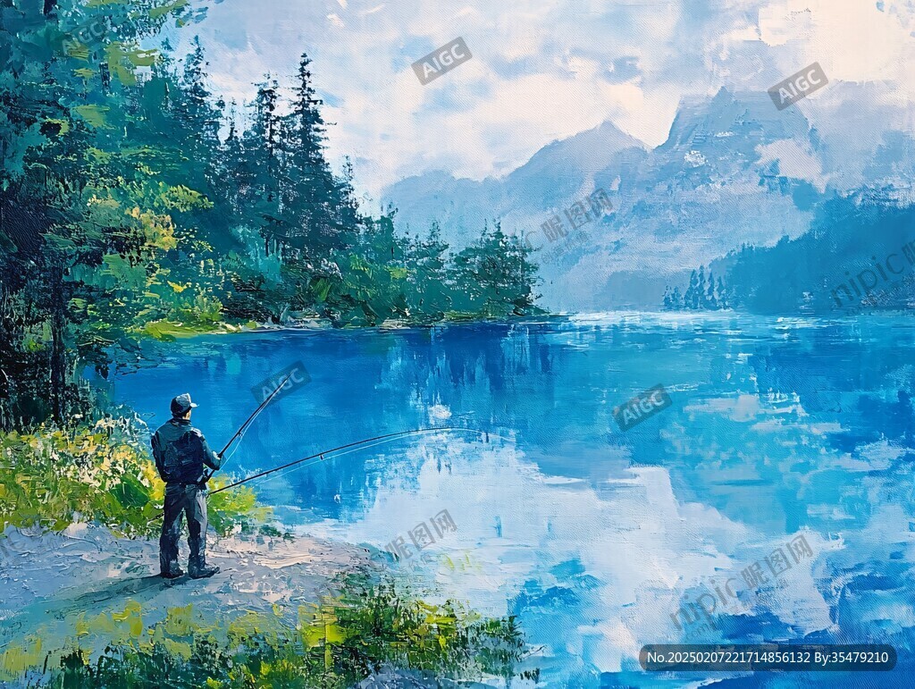 釣魚風(fēng)景畫