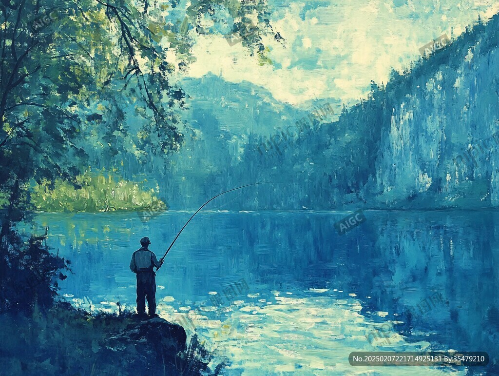 釣魚風景畫