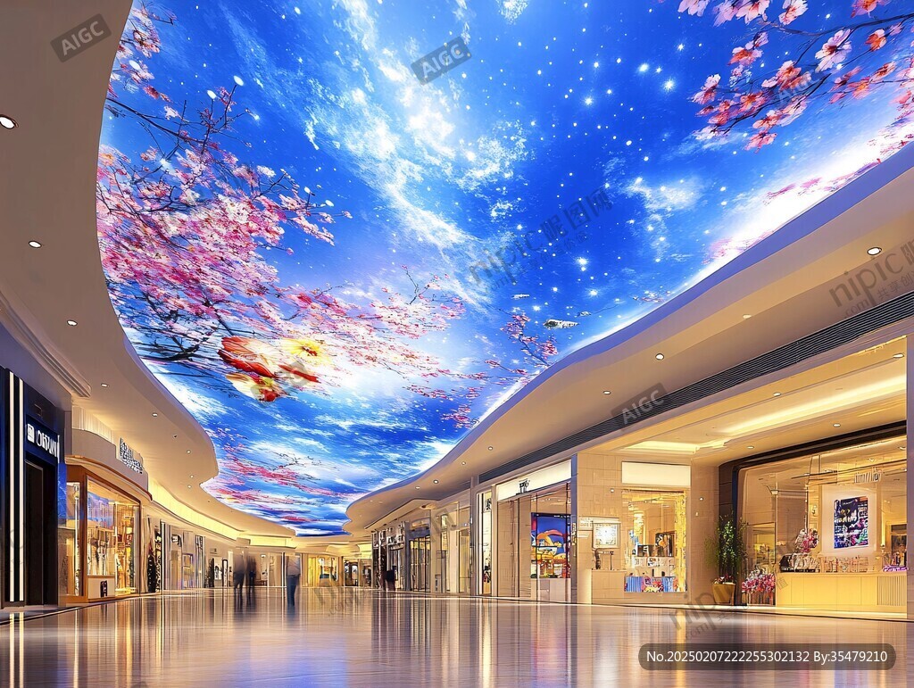 天花軟膜天花噴畫背景