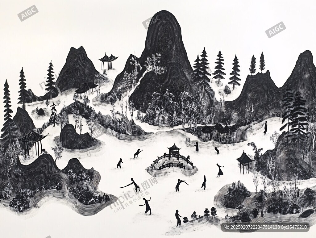 巨幅新中式山