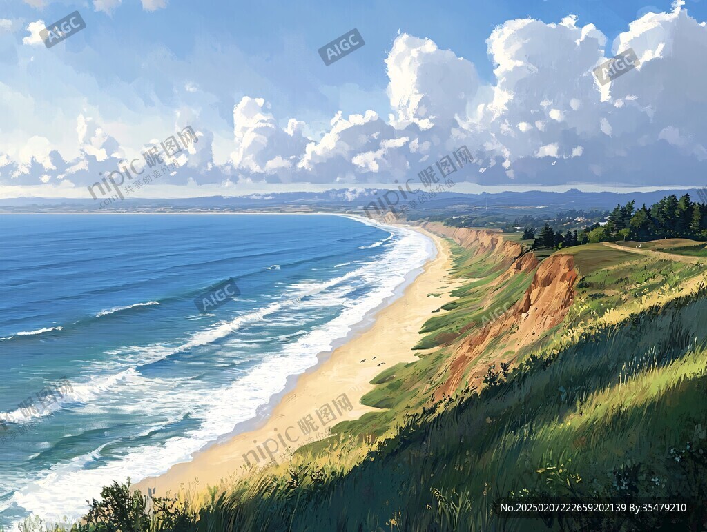 唯美海岸風(fēng)景插畫