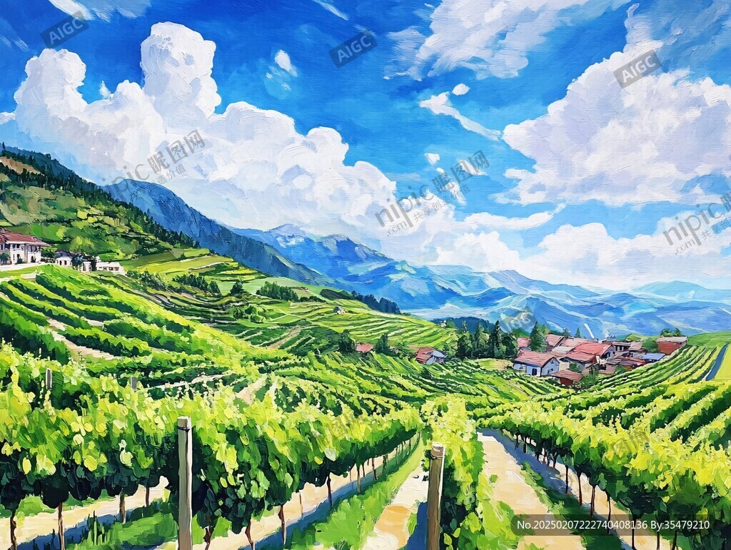 葡萄酒種植山水風光