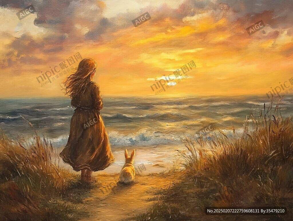女孩風景畫