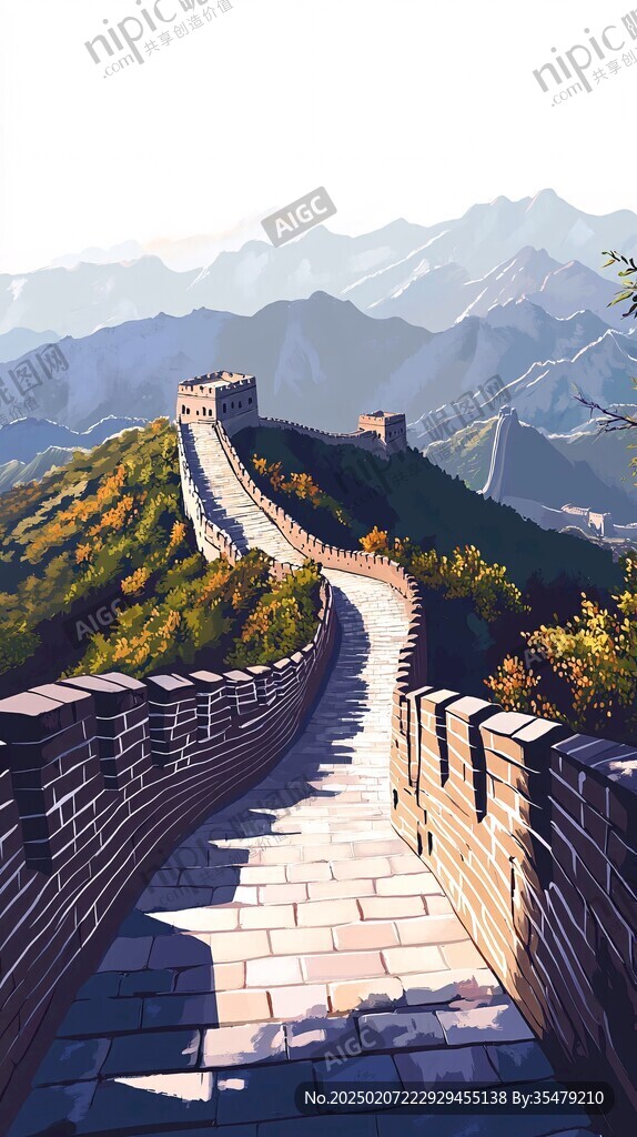 長城風(fēng)景插畫
