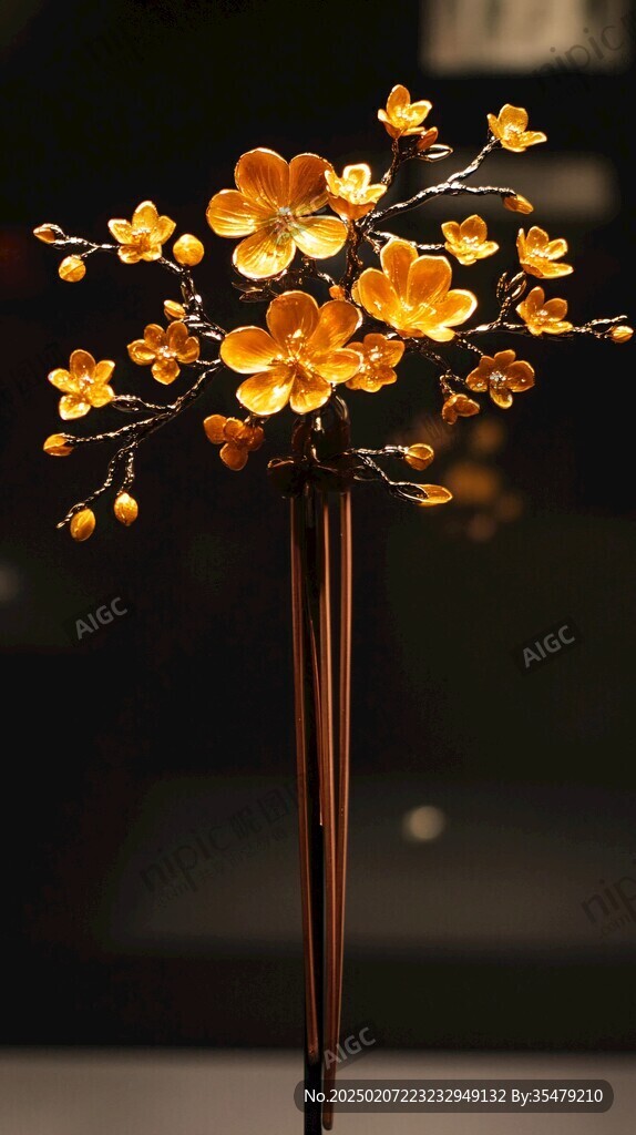 累絲鑲寶梅花金簪