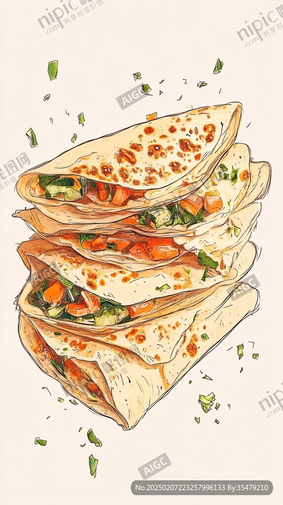 蔥油餅插畫