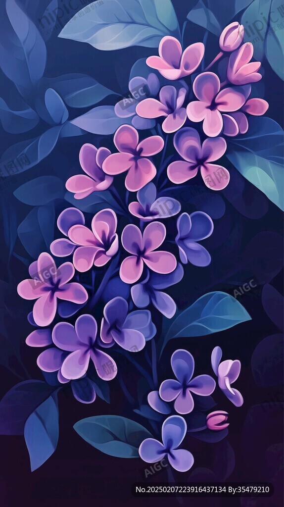 丁香花插畫