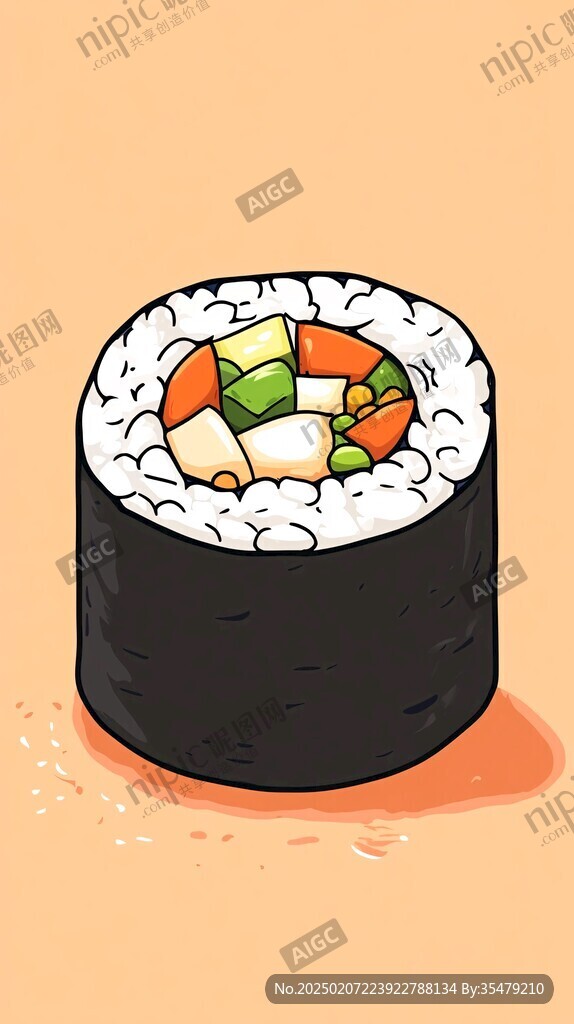 紫菜包飯插畫
