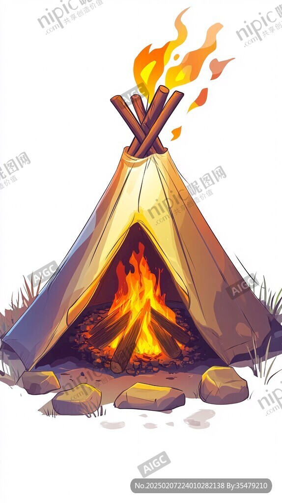 戶外露營插畫元素