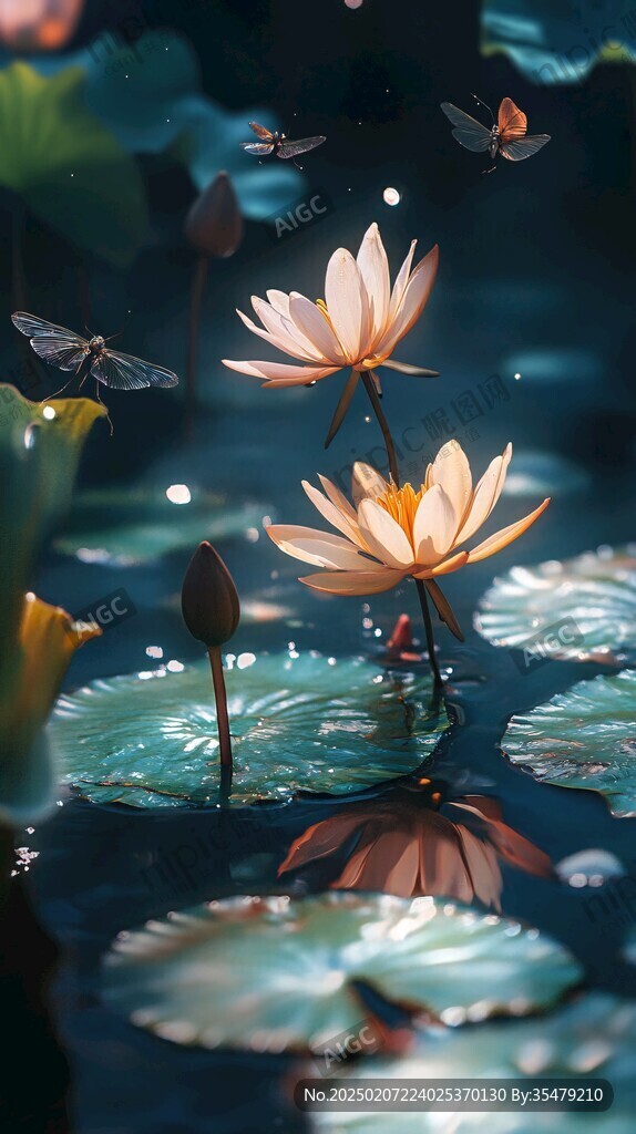 蜻蜓蓮花唯美睡蓮