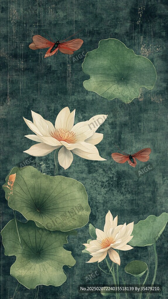 荷花蜻蜓裝飾畫