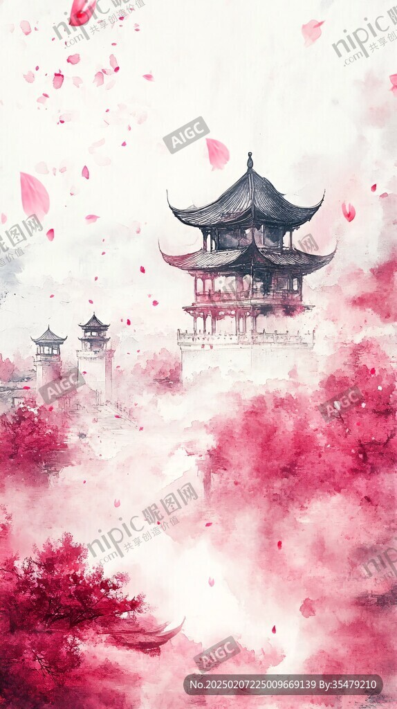 亭臺(tái)樓閣古風(fēng)插畫