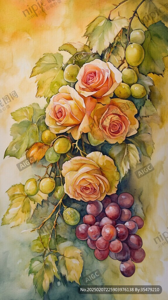 陽光玫瑰插畫