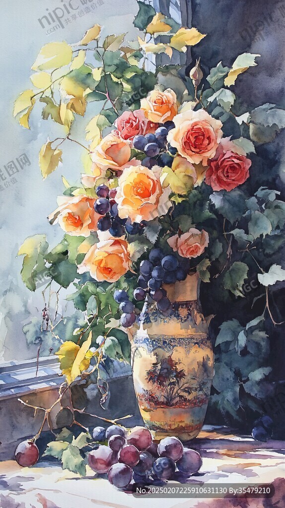油畫靜物花卉